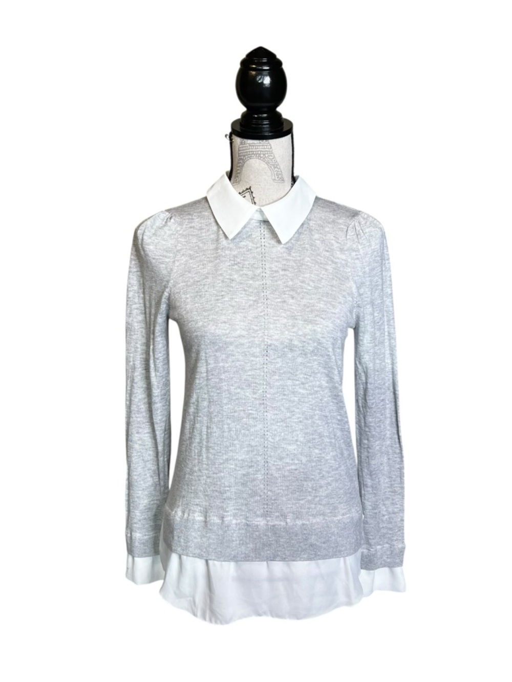 RW&CO. Light Gray Layered Sweater with White Collar